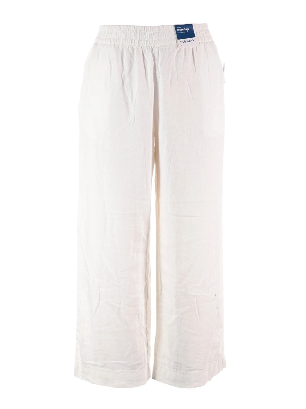 Old Navy High Waisted Linen Blend Wide Leg Pants L White Beachy Summer NWT